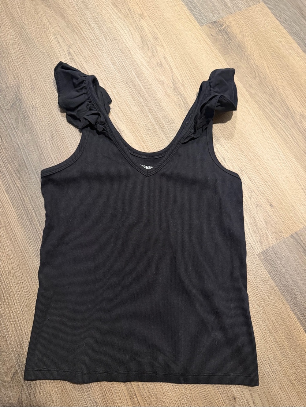 Old Navy Black Ruffle Strap Tank Top